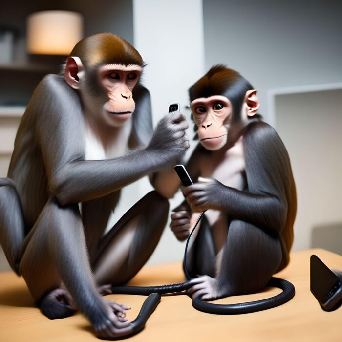 monkeys playing with anker products