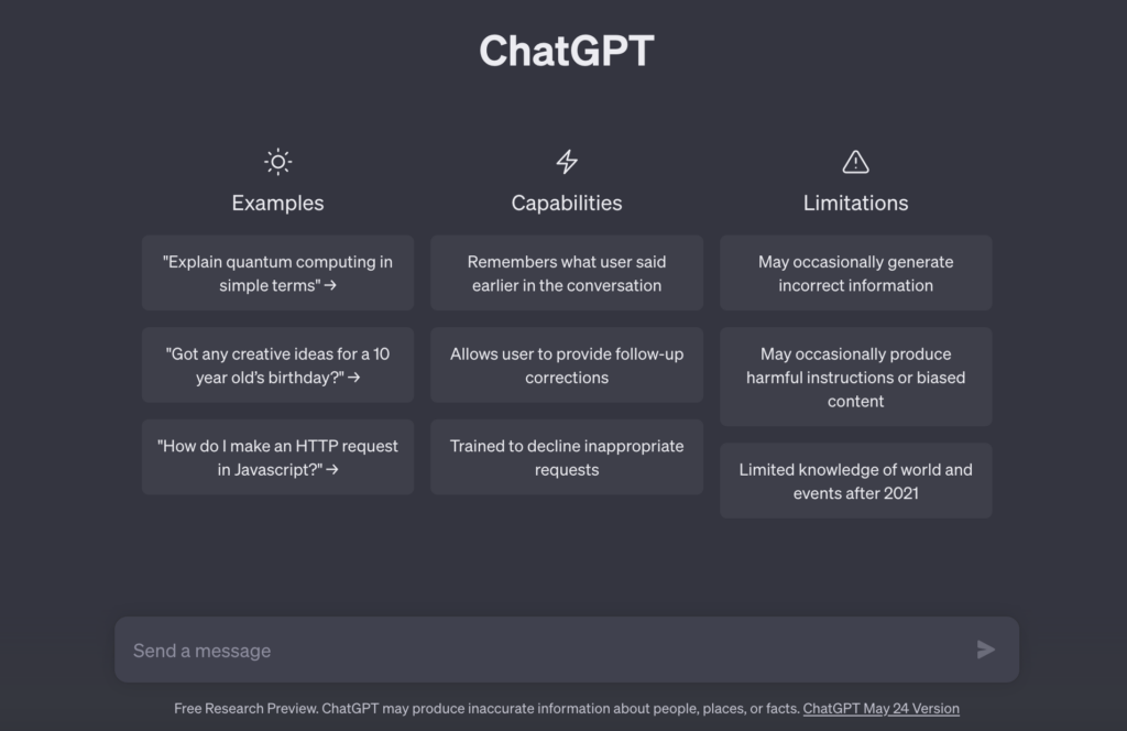 the chatgpt interface
